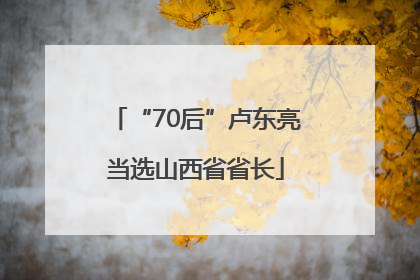 “70后”卢东亮当选山西省省长