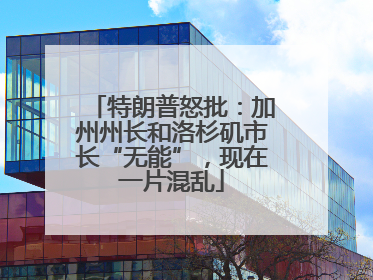 特朗普怒批：加州州长和洛杉矶市长“无能”，现在一片混乱