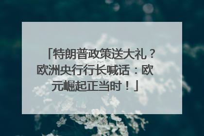 特朗普政策送大礼？欧洲央行行长喊话：欧元崛起正当时！