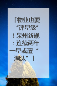 物业也要“评星级”！泉州新规：连续两年一星或遭“淘汰”