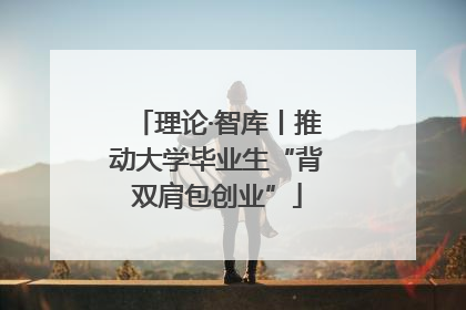 理论·智库丨推动大学毕业生“背双肩包创业”