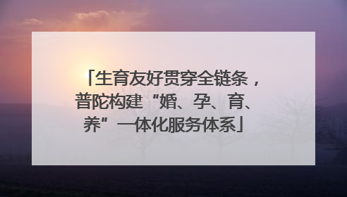 生育友好贯穿全链条，普陀构建“婚、孕、育、养”一体化服务体系