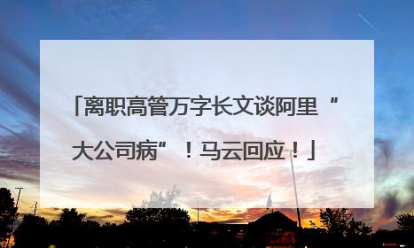 离职高管万字长文谈阿里“大公司病”！马云回应！