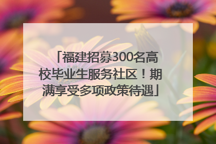 福建招募300名高校毕业生服务社区！期满享受多项政策待遇