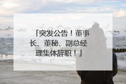 突发公告！董事长、董秘、副总经理集体辞职！
