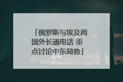 俄罗斯与埃及两国外长通电话 重点讨论中东局势