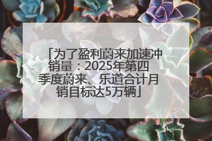 为了盈利蔚来加速冲销量：2025年第四季度蔚来、乐道合计月销目标达5万辆