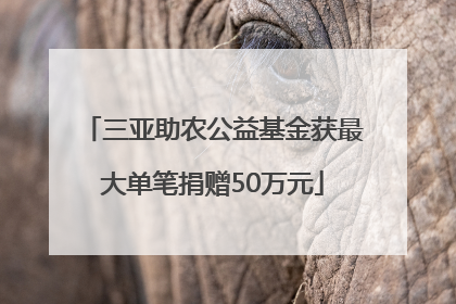 三亚助农公益基金获最大单笔捐赠50万元