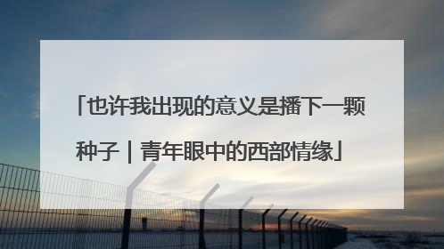 也许我出现的意义是播下一颗种子｜青年眼中的西部情缘
