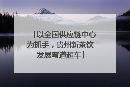 以全国供应链中心为抓手，贵州新茶饮发展弯道超车