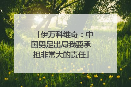 伊万科维奇：中国男足出局我要承担非常大的责任