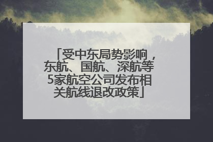 受中东局势影响，东航、国航、深航等5家航空公司发布相关航线退改政策