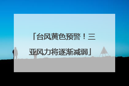 台风黄色预警！三亚风力将逐渐减弱