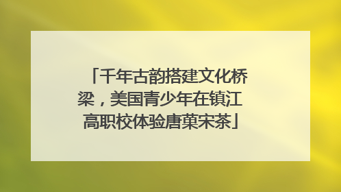 千年古韵搭建文化桥梁，美国青少年在镇江高职校体验唐菓宋茶