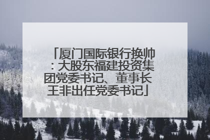 厦门国际银行换帅：大股东福建投资集团党委书记、董事长王非出任党委书记