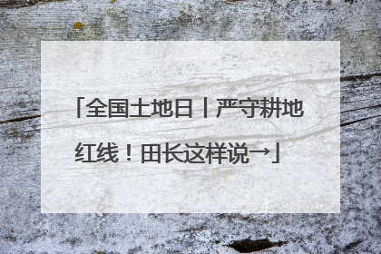 全国土地日丨严守耕地红线！田长这样说→