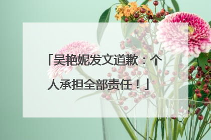 吴艳妮发文道歉：个人承担全部责任！