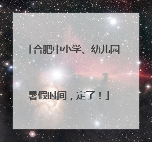 合肥中小学、幼儿园暑假时间，定了！