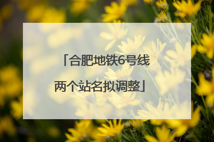 合肥地铁6号线两个站名拟调整