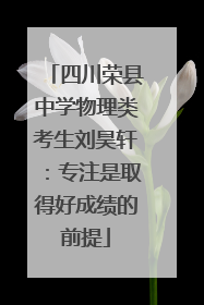四川荣县中学物理类考生刘昊轩：专注是取得好成绩的前提