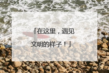 在这里，遇见文明的样子！