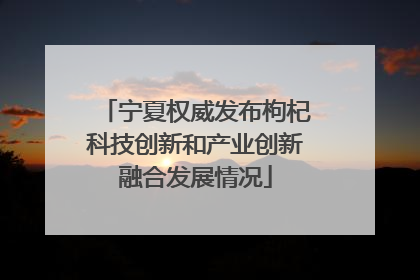 宁夏权威发布枸杞科技创新和产业创新融合发展情况