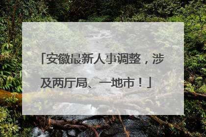 安徽最新人事调整，涉及两厅局、一地市！