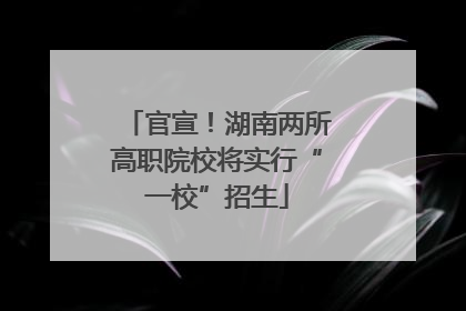 官宣！湖南两所高职院校将实行“一校”招生