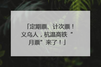 定期票、计次票！义乌人，杭温高铁“月票”来了！