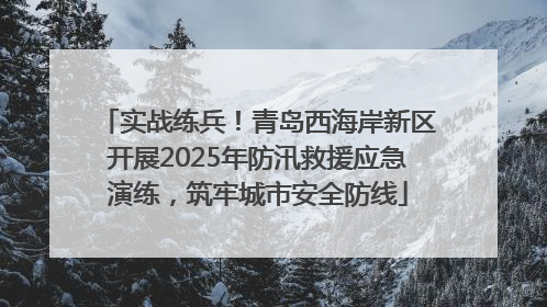 实战练兵！青岛西海岸新区开展2025年防汛救援应急演练，筑牢城市安全防线