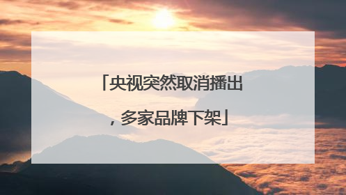 央视突然取消播出，多家品牌下架