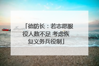 德防长：若志愿服役人数不足 考虑恢复义务兵役制