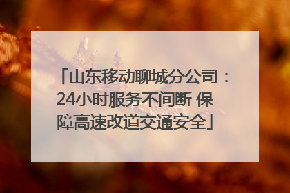 山东移动聊城分公司：24小时服务不间断 保障高速改道交通安全