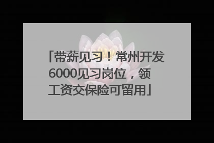 带薪见习！常州开发6000见习岗位，领工资交保险可留用