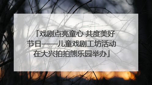 戏剧点亮童心 共度美好节日——儿童戏剧工坊活动在大兴拍拍熊乐园举办