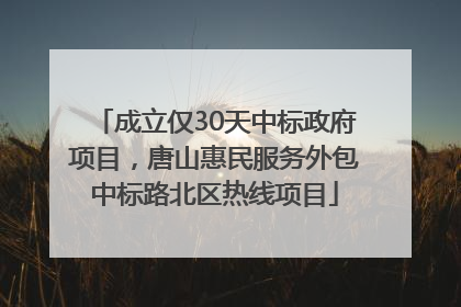 成立仅30天中标政府项目，唐山惠民服务外包中标路北区热线项目