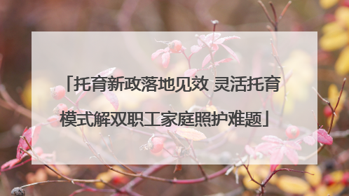 托育新政落地见效 灵活托育模式解双职工家庭照护难题