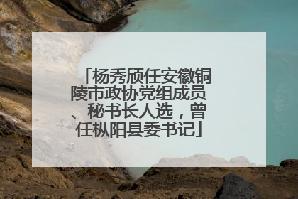 杨秀颀任安徽铜陵市政协党组成员、秘书长人选，曾任枞阳县委书记