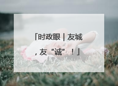 时政眼｜友城，友“诚”！
