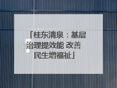 桂东清泉：基层治理提效能 改善民生增福祉