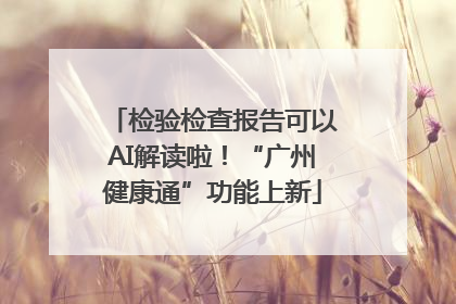 检验检查报告可以AI解读啦！“广州健康通”功能上新