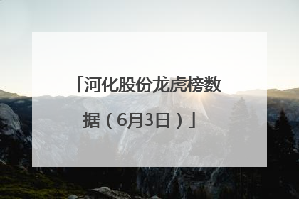 河化股份龙虎榜数据（6月3日）
