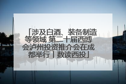 涉及白酒、装备制造等领域 第二十届西博会泸州投资推介会在成都举行丨数读西投