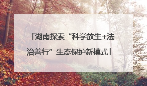 湖南探索“科学放生+法治善行”生态保护新模式