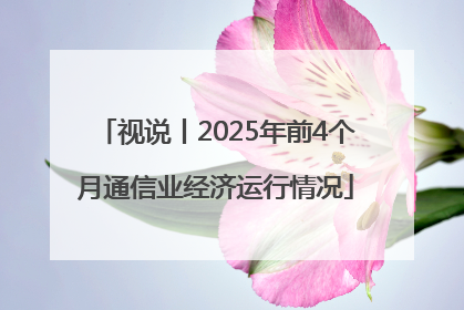 视说丨2025年前4个月通信业经济运行情况