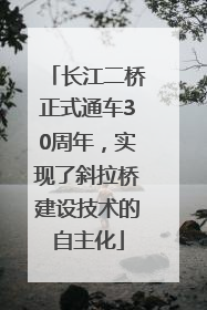 长江二桥正式通车30周年，实现了斜拉桥建设技术的自主化