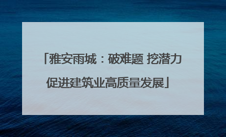 雅安雨城：破难题 挖潜力 促进建筑业高质量发展