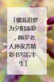 骥翁追梦为夕阳添彩，86岁老人孙家芳精彩书写后半生