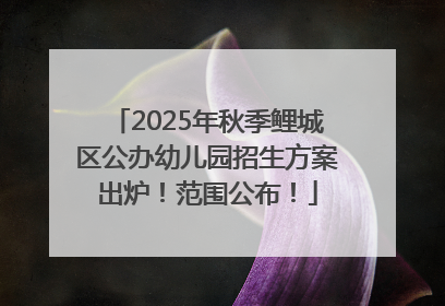 2025年秋季鲤城区公办幼儿园招生方案出炉！范围公布！