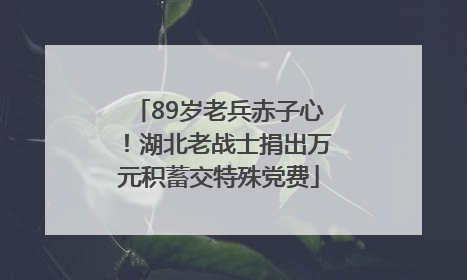 89岁老兵赤子心！湖北老战士捐出万元积蓄交特殊党费